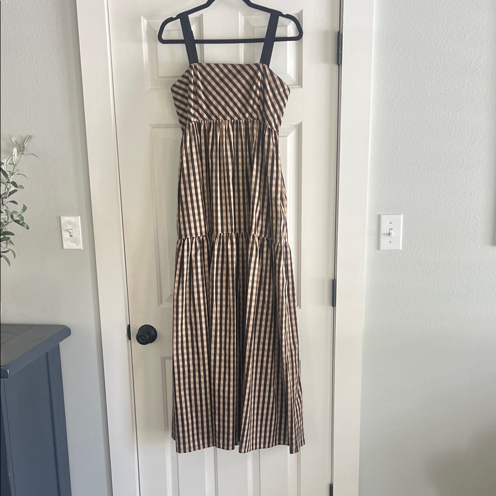 Hunter Bell Easton dress. Tan and Black Checkered Dress